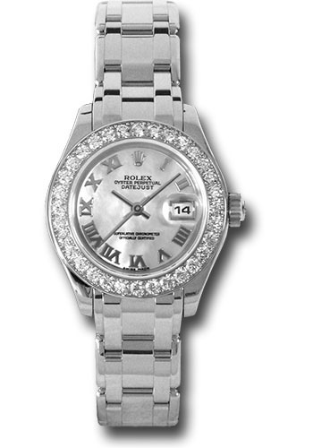 Rolex White Gold Lady-Datejust Pearlmaster 29 Watch - 32 Diamond Bezel - Mother-Of-Pearl Roman Dial