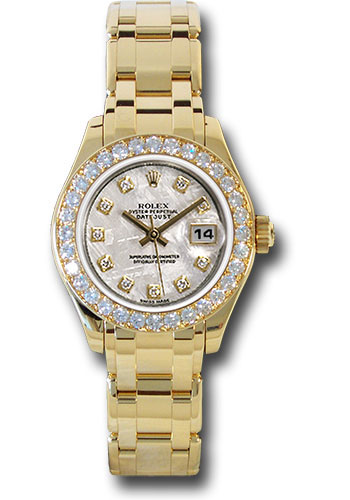 Rolex Yellow Gold Lady-Datejust Pearlmaster 29 Watch - 32 Diamond Bezel - Meteorite Diamond Dial