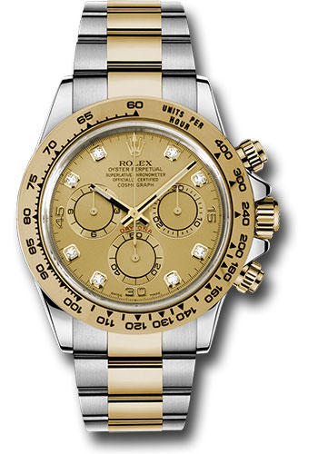 Rolex Yellow Rolesor Cosmograph Daytona 40 Watch - Champagne Diamond Dial