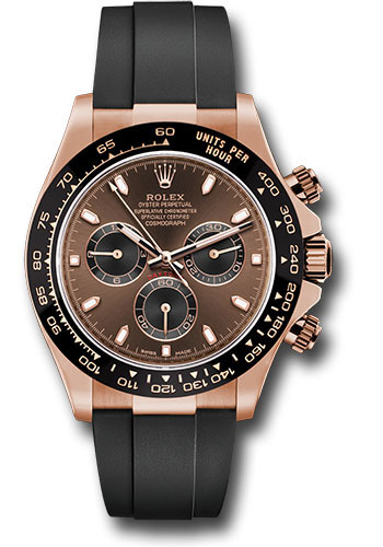 Rolex Everose Gold Cosmograph Daytona 40 Watch - Chocolate Index Dial - Black Oysterflex Strap