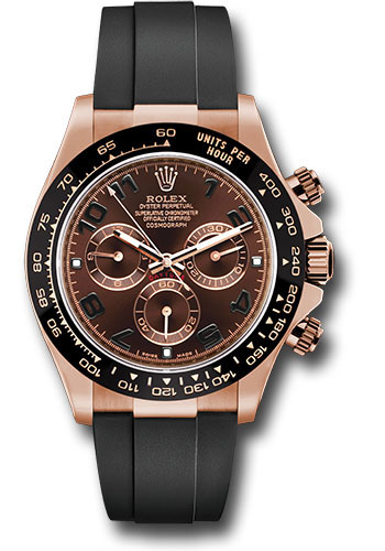 Rolex Everose Gold Cosmograph Daytona 40 Watch - Chocolate Arabic Dial - Black Oysterflex Strap