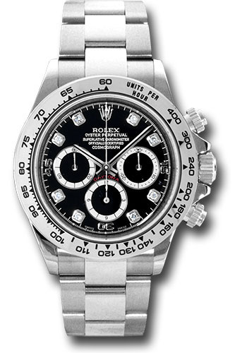 Rolex White Gold Cosmograph Daytona 40 Watch - Black Diamond Dial