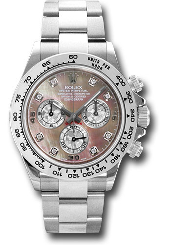 Rolex White Gold Cosmograph Daytona 40 Watch - Dark Mother-Of-Pearl Diamond Dial