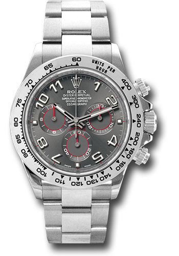Rolex White Gold Cosmograph Daytona 40 Watch - Grey Arabic Dial