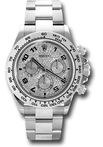 Rolex White Gold Cosmograph Daytona 40 Watch - Pave Diamond Arabic Dial