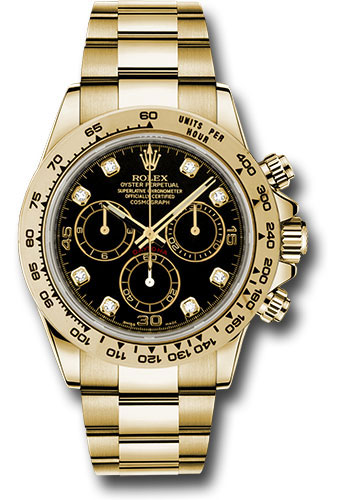 Rolex Yellow Gold Cosmograph Daytona 40 Watch - Black Diamond Dial