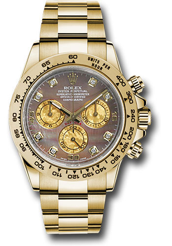 Rolex Yellow Gold Cosmograph Daytona 40 Watch - Dark Mother-Of-Pearl And Gold Crystal Diamond Dial