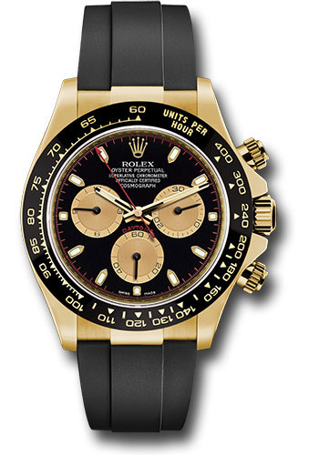 Rolex Yellow Gold Cosmograph Daytona 40 Watch - Black Paul Newman Index Dial - Black Oysterflex Strap