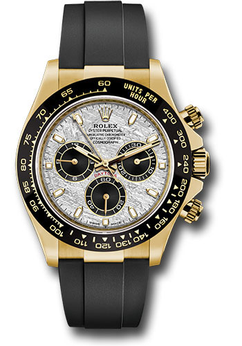 Rolex Rolex Yellow Gold Cosmograph Daytona 40 Watch - Meteorite and Black Index Dial - Black Oysterflex Strap
