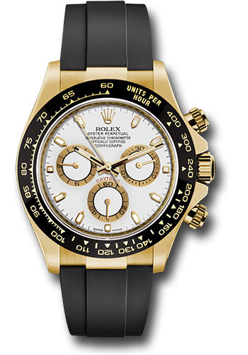 Rolex Yellow Gold Cosmograph Daytona 40 Watch - White Index Dial - Black Oysterflex Strap
