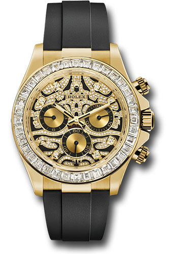 Rolex Yellow Gold Cosmograph Daytona 40 Watch - Diamond Bezel - Eye of the Tiger Dial - Black Oysterflex Strap