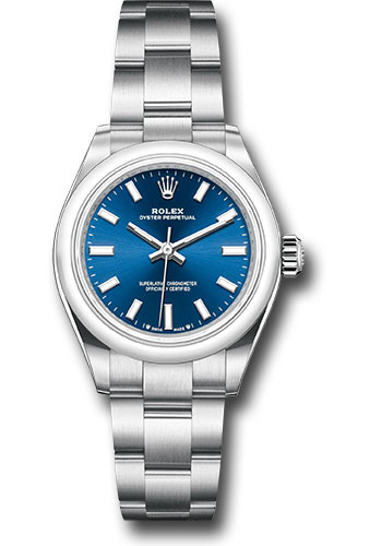 Rolex Oyster Perpetual 28 Watch - Domed Bezel - Blue Index Dial - Oyster Bracelet