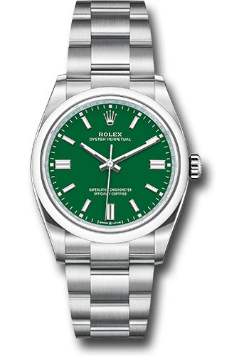 Rolex Oyster Perpetual 36 Watch - Domed Bezel - Green Index Dial - Oyster Bracelet