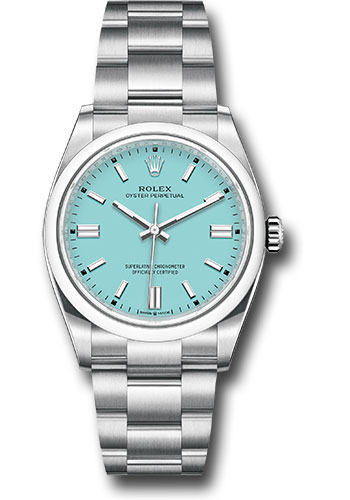 Rolex Oyster Perpetual 36 Watch - Domed Bezel - Turquoise Blue Index Dial - Oyster Bracelet