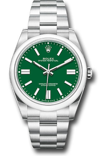 Rolex Oyster Perpetual 41 Watch - Domed Bezel - Green Index Dial - Oyster Bracelet