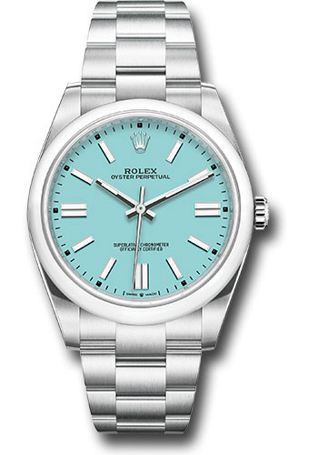Rolex Oyster Perpetual 41 Watch - Domed Bezel - Turquoise Blue Index Dial - Oyster Bracelet