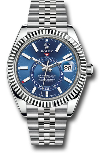 Rolex Oyster Perpetual White Rolesor Sky-Dweller Watch - Blue Index Dial - Jubilee Bracelet