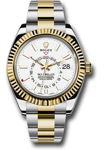 Rolex Yellow Rolesor Sky-Dweller Watch - White Index Dial - Oyster Bracelet