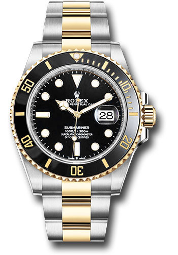 Rolex Steel and Gold Submariner Date Watch - Black Bezel - Black Dial