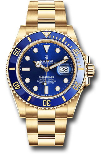 Rolex Yellow Gold Submariner Date Watch - Blue Bezel - Blue Dial
