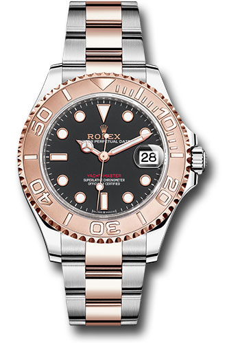 Rolex Steel and Everose Gold Rolesor Yacht-Master 37 Watch - Black Dial - Oyster Bracelet