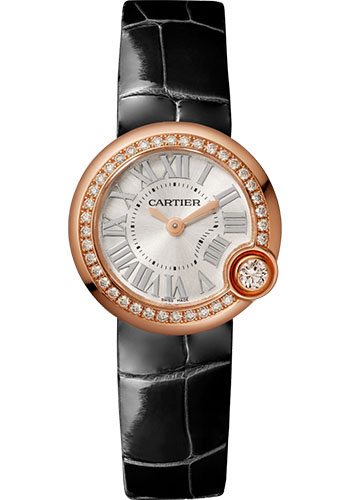 Cartier Ballon Blanc de Cartier Watch - 26 mm Pink Gold Case - Diamond Bezel - Black Alligator Strap