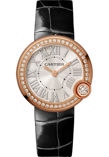 Cartier Ballon Blanc de Cartier Watch - 30 mm Pink Gold Case - Diamond Bezel - Black Alligator Strap