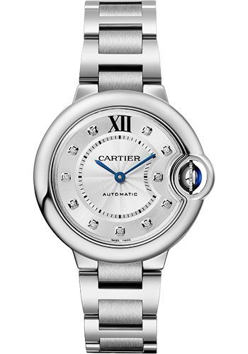 Cartier Ballon Bleu de Cartier Watch - 33 mm Steel Case - Silvered Diamond Dial - Interchangeable Bracelet