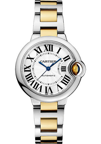 Cartier Ballon Bleu de Cartier Watch - 33 mm Steel and Yellow Gold Case - Silvered Dial - Interchangeable Two-Tone Bracelet