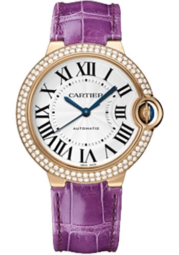 Cartier Ballon Bleu de Cartier Watch - Medium Rose Gold Case - Diamond Bezel - Alligator Strap