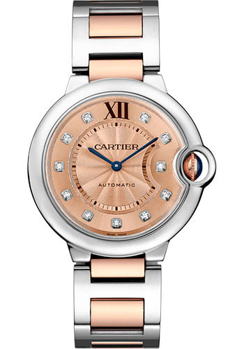 Cartier Ballon Bleu de Cartier Watch - 36.6 mm Steel And Pink Gold Case - Pink Gold Dial