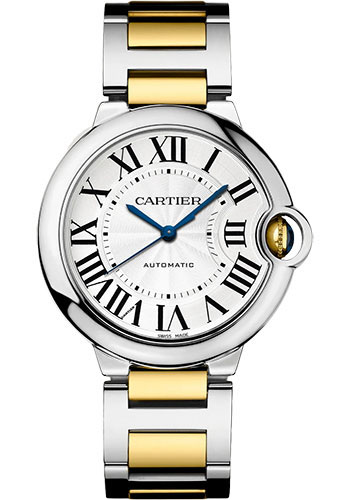 Cartier Ballon Bleu de Cartier Watch - 36 mm Steel and Yellow Gold Case - Silvered Dial - Interchangeable Two-Tone Bracelet