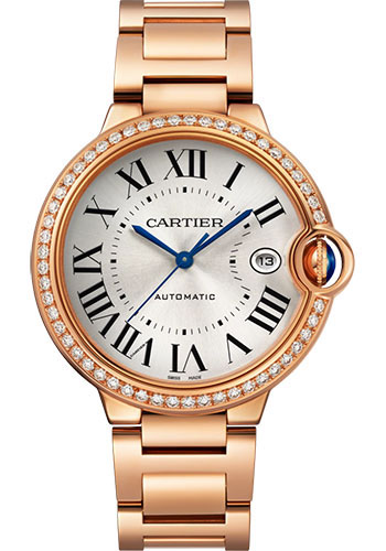 Cartier Ballon Bleu de Cartier Watch - 40 mm Rose Gold Diamond Case - Silvered Dial - Interchangeable Bracelet