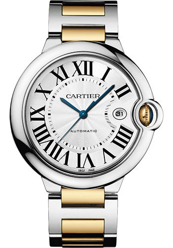 Cartier Ballon Bleu de Cartier Watch - 42 mm Steel and Yellow Gold Case - Silvered Dial - Interchangeable Two-Tone Bracelet