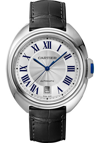 Cartier Cle de Cartier Watch - 40 mm Steel Case - Silvered Dial - Black Alligator Strap