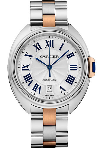 Cartier Clé De Cartier Watch - 40 mm Steel Case - Silvered Dial - Steel And Pink Gold Bracelet
