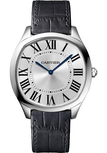 Cartier Drive de Cartier Extra Flat Watch - 38 mm White Gold Case - Silvered Dial - Grey Alligator Strap