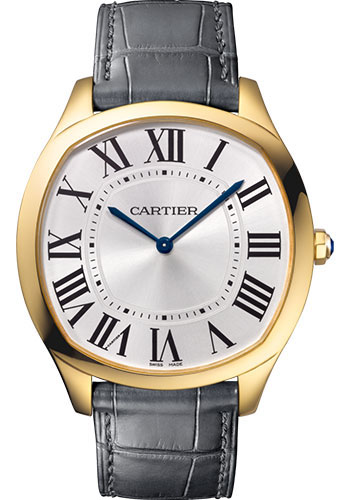 Cartier Drive de Cartier Extra-Flat Watch - 38 mm Yellow Gold Case - Silvered Dial - Gray Alligator Strap