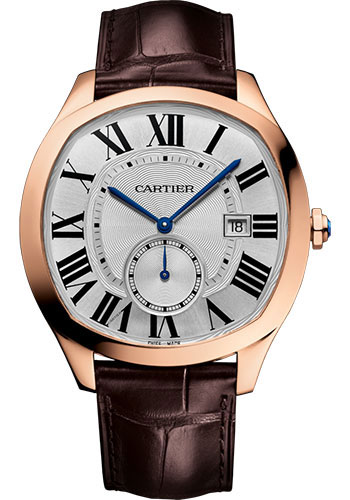 Cartier Drive de Cartier Watch - 40 mm Pink Gold Case - Silvered Dial - Brown Alligator Strap