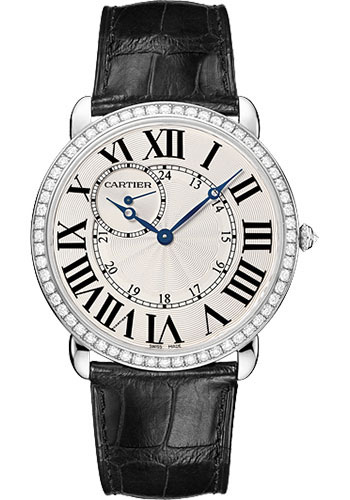 Cartier Ronde Louis Cartier Watch - Extra large White Gold Diamond Case - Alligator Strap