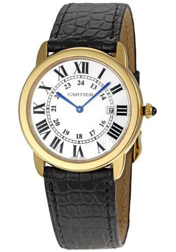 Cartier Ronde Solo Watch - Large Yellow Gold Case - Alligator Strap