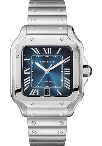 Cartier Santos de Cartier Watch - 39.8 mm Steel Case - Graduated Blue Dial