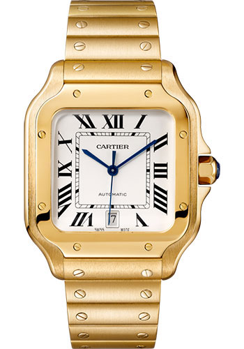 Cartier Santos de Cartier Watch - 39.8 mm Yellow Gold Case - Silvered Dial - Second Bracelet
