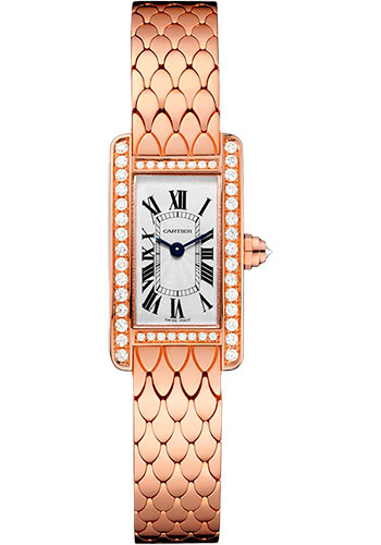 Cartier Tank Américaine Watch - 27 mm Pink Gold Diamond Case - Diamond Bezel - Diamond Dial