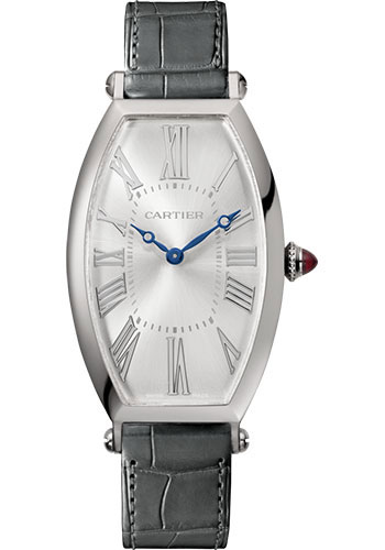 Cartier Tonneau Watch - 46.3 mm Platinum Case - Gray Alligator Strap