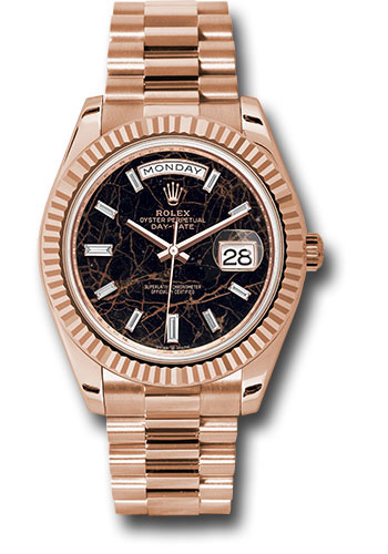 Rolex Everose Gold Day-Date 40 Watch - Fluted Bezel - Eisenkiesel Diamond Dial - President Bracelet