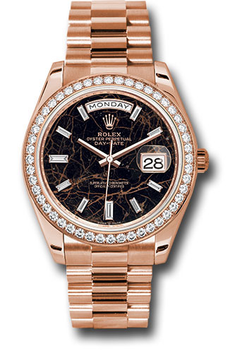 Rolex Everose Gold Day-Date 40 Watch - Diamond Bezel - Eisenkiesel Diamond Dial - President Bracelet