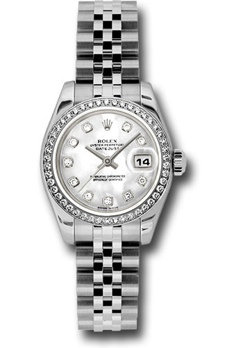 Rolex Steel and White Gold Lady-Datejust 26 Watch - 46 Diamond Bezel - Mother-Of-Pearl Diamond Dial - Jubilee Bracelet