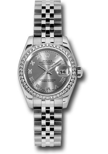 Rolex Steel and White Gold Lady Datejust 26 Watch - 46 Diamond Bezel - Rhodium Roman Dial - Jubilee Bracelet