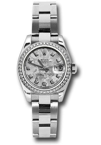 Rolex Steel and White Gold Lady Datejust 26 Watch - 46 Diamond Bezel - White Gold Crystal Diamond Dial - Oyster Bracelet